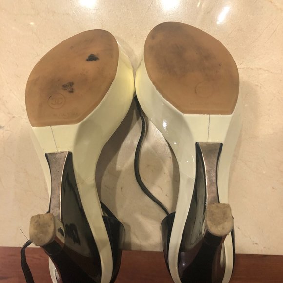 CHANEL Leather & Satin Two Tone Platform An - Picture 6 of 7